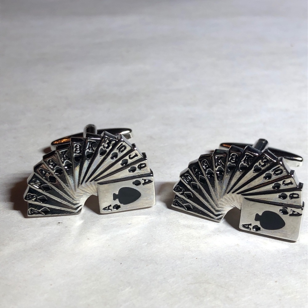 Playing game cards deck spades cufflinks